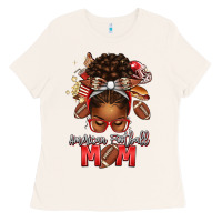 Bone american football mom red and silver afro messy bu Ladies Tee - texasbilliewilder