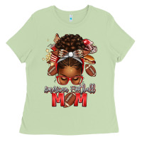 Matcha american football mom red and silver afro messy bu Ladies Tee - texasbilliewilder