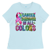 Baby Blue cancer survivor in all colors Ladies Tee - texasbilliewilder