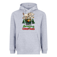 Heather Grey have a llamazing christmas alpaca head Heavyweight Hoodie - LillyAllenDesigns