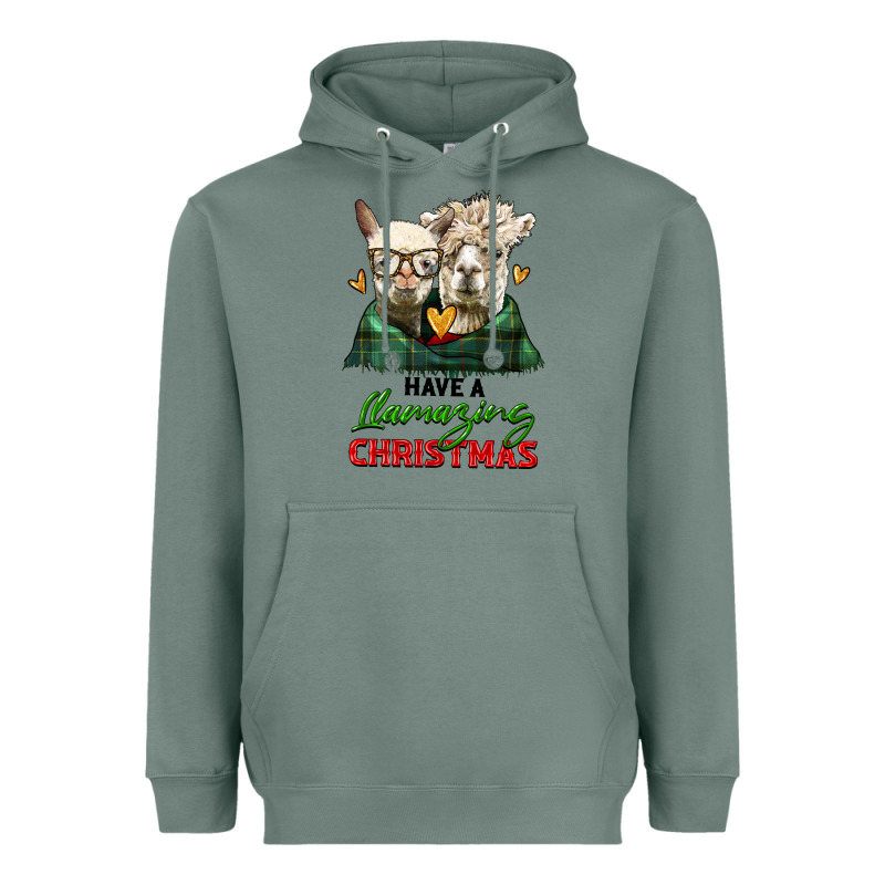 Have A Llamazing Christmas Alpaca Head Heavyweight Hoodie by LillyAllenDesigns | Teevron