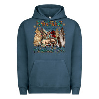Pigment Midnight Navy rockin around the christmas tree Urban Hoodie - CowGirlArtShop