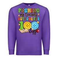 Purple pushing my teacher's buttons for 100 days Premium Sweatshirt - Artiststas