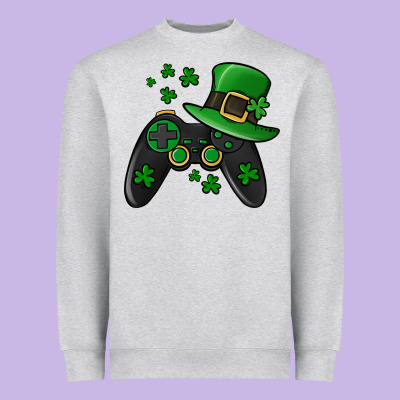 St Patricks Day Gamer Heavyweight Sweatshirt Designed By Jasminsmagicworld