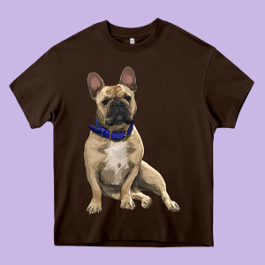 French Bulldog With Royal Blue Heavy Core Tee Designed By Ranaportraitstore