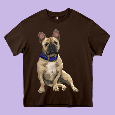 Heavy Core Tee French bulldog with royal blue