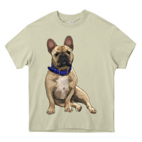 Mossy French bulldog with royal blue Heavy Core Tee - RanaPortraitStore
