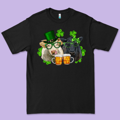 St. Patrick's Day Charolais And Black Angus Cows Premium Tee Designed By Ranaportraitstore