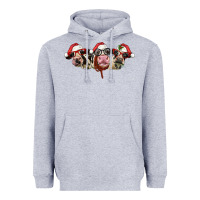 Heather Grey christmas holstein cows Heavyweight Hoodie - LillyAllenDesigns