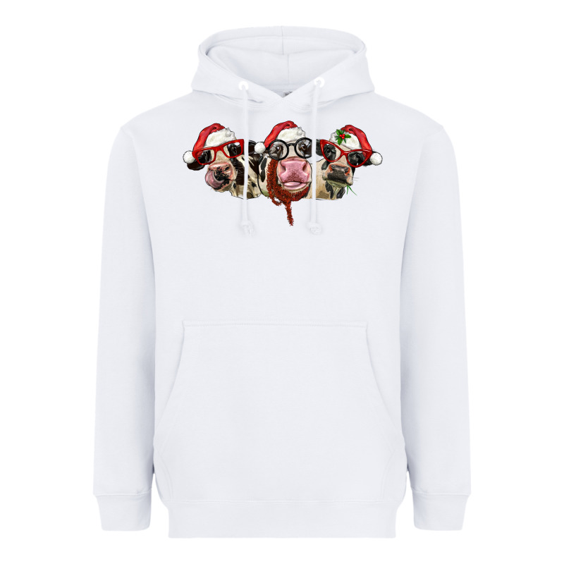 Christmas Holstein Cows Heavyweight Hoodie by LillyAllenDesigns | Teevron