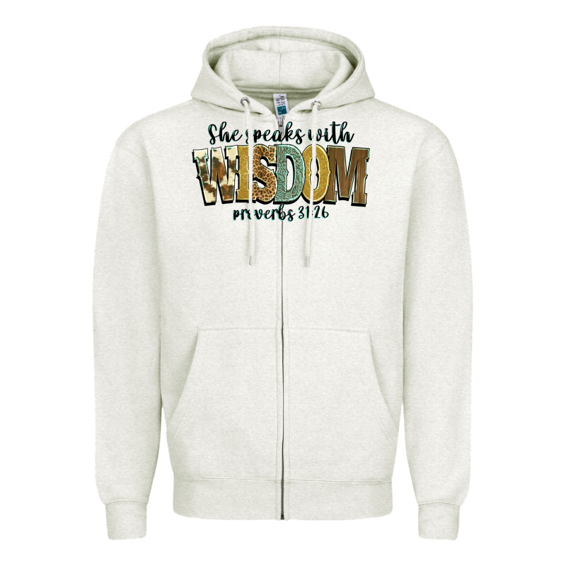 She Speaks With Wisdom Proverbs 31 26 Zipper Hoodie by NancyCooperArtShop | Teevron