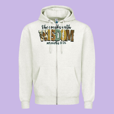 She Speaks With Wisdom Proverbs 31 26 Zipper Hoodie Designed By Nancycooperartshop