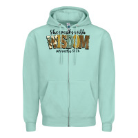 Seafoam she speaks with wisdom proverbs 31 26 Zipper Hoodie - NancyCooperArtShop