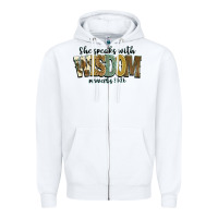 White she speaks with wisdom proverbs 31 26 Zipper Hoodie - NancyCooperArtShop