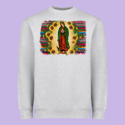 Serape Our Lady Of Guadalupe2 Heavyweight Sweatshirt Designed By Jahusdesignshop