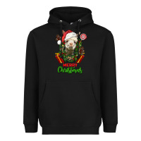Black merry christmas alpaca face Heavyweight Hoodie - LillyAllenDesigns
