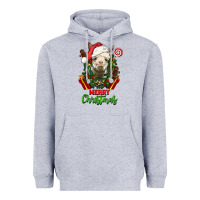 Heather Grey merry christmas alpaca face Heavyweight Hoodie - LillyAllenDesigns