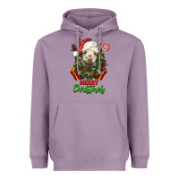 Lavender merry christmas alpaca face Heavyweight Hoodie - LillyAllenDesigns
