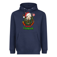Navy merry christmas alpaca face Heavyweight Hoodie - LillyAllenDesigns