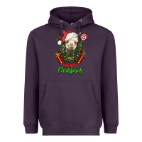 Plum merry christmas alpaca face Heavyweight Hoodie - LillyAllenDesigns