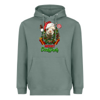 Sage merry christmas alpaca face Heavyweight Hoodie - LillyAllenDesigns