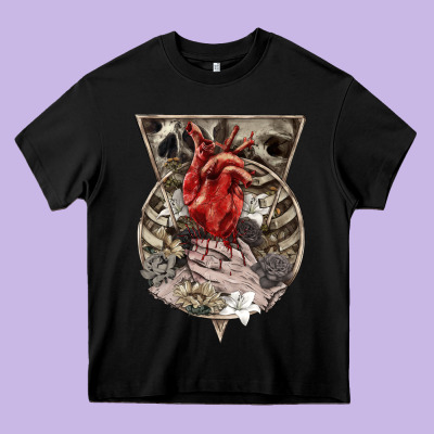 Heavy Core Tee Flower Skeleton