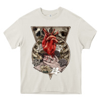 Cream Flower Skeleton Heavy Core Tee - RanaPortraitStore