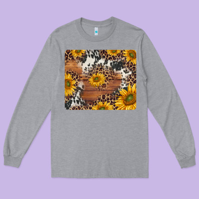 Sunflowers Cowhide Leopard Mousepad Long Sleeve Tee Designed By Jasminsmagicworld