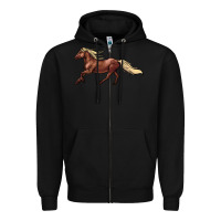 Black running horse Zipper Hoodie - NancyCooperArtShop