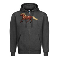 Charcoal Heather running horse Zipper Hoodie - NancyCooperArtShop