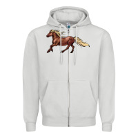 Dove Grey running horse Zipper Hoodie - NancyCooperArtShop