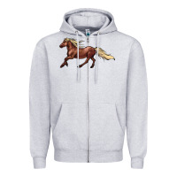 Heather Grey running horse Zipper Hoodie - NancyCooperArtShop
