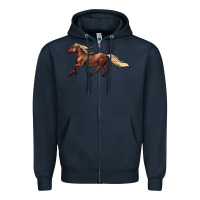 Navy running horse Zipper Hoodie - NancyCooperArtShop