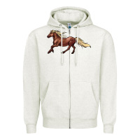 Oatmeal Heather running horse Zipper Hoodie - NancyCooperArtShop