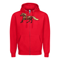 Red running horse Zipper Hoodie - NancyCooperArtShop