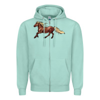 Seafoam running horse Zipper Hoodie - NancyCooperArtShop