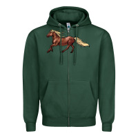 Sports Green running horse Zipper Hoodie - NancyCooperArtShop