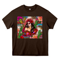 Chocolate Brown mexico girl serape Heavy Core Tee - Zillion Design Studio