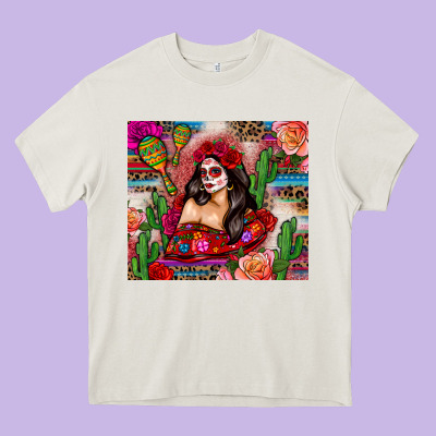 Mexico Girl Serape Heavy Core Tee Designed By Zillion Design Studio