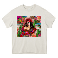 Cream mexico girl serape Heavy Core Tee - Zillion Design Studio