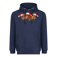Navy christmas red angus cows Heavyweight Hoodie - LillyAllenDesigns