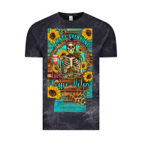 Cloud Black i hate everyone but coffee helps western skeleton coffee sunflowers 12 Vintage Tee - Artiststas