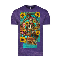 Cloud Purple i hate everyone but coffee helps western skeleton coffee sunflowers 12 Vintage Tee - Artiststas