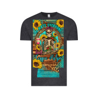 Vintage Black i hate everyone but coffee helps western skeleton coffee sunflowers 12 Vintage Tee - Artiststas