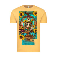 Vintage Mustard i hate everyone but coffee helps western skeleton coffee sunflowers 12 Vintage Tee - Artiststas