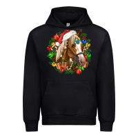 Black horse christmas wreath Urban Hoodie - CowGirlArtShop