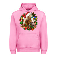 Fuchsia Pink horse christmas wreath Urban Hoodie - CowGirlArtShop