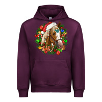 Mauve Wine horse christmas wreath Urban Hoodie - CowGirlArtShop