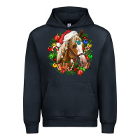 Navy horse christmas wreath Urban Hoodie - CowGirlArtShop