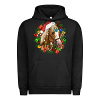 Pigment Black horse christmas wreath Urban Hoodie - CowGirlArtShop